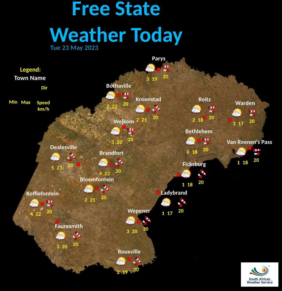 SA Weather Service on Twitter "Free State Today 's Weather overview
