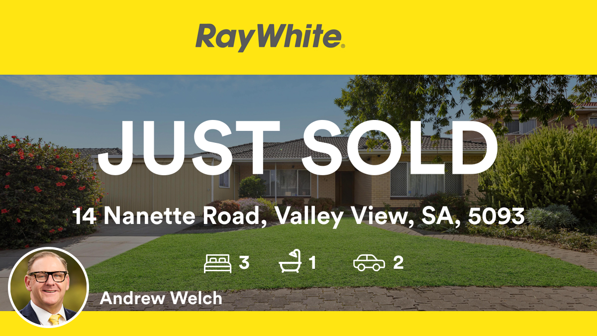 🛌 3 🛀 1 🚘 2
📍 14 Nanette Road, Valley View, SA, 5093

My latest sale on RateMyAgent.

rma.reviews/kxJQ6yGDhlLE

...
#ratemyagent #realestate #Ray_White_Kensington