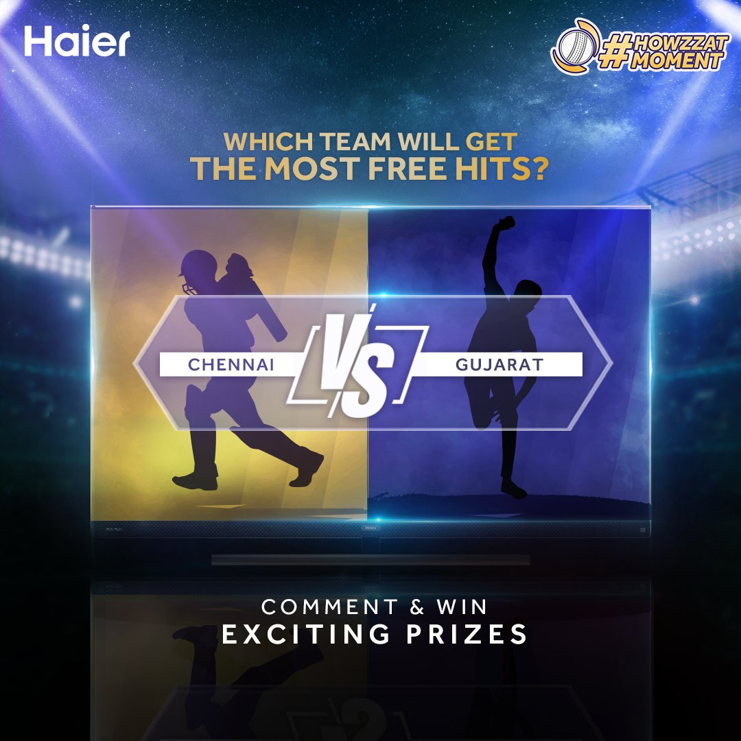 #ContestAlert Which team do you think will be awarded the most free hits today? Predict for a chance to win exciting prizes. #Haier #InspiredLiving #QLEDTV #IPL #IPL2023