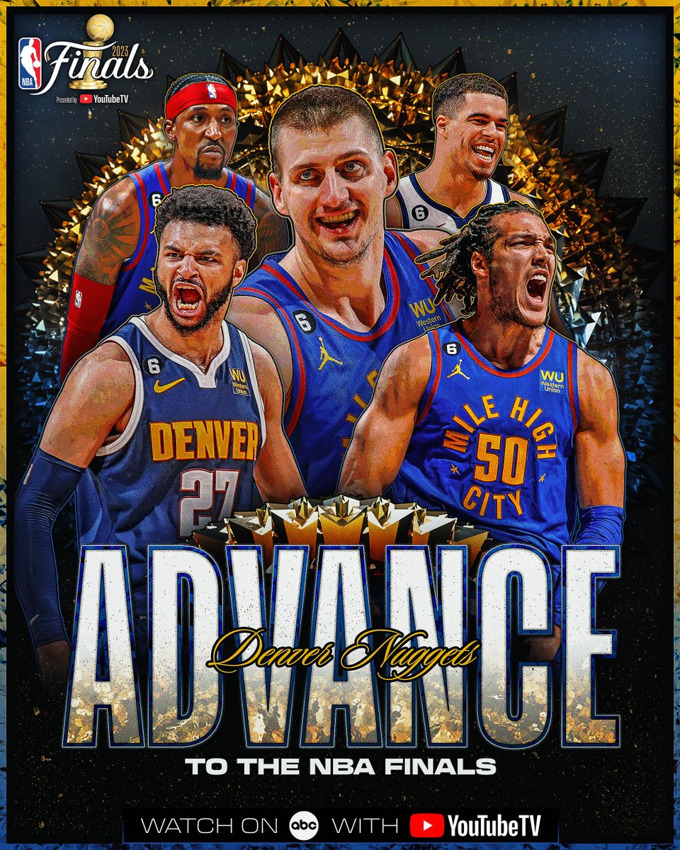 The @nuggets advance to the #NBAFinals presented by YouTube TV 👏 

Game 1: Thursday, 6/1 at 8:30 PM ET on ABC!