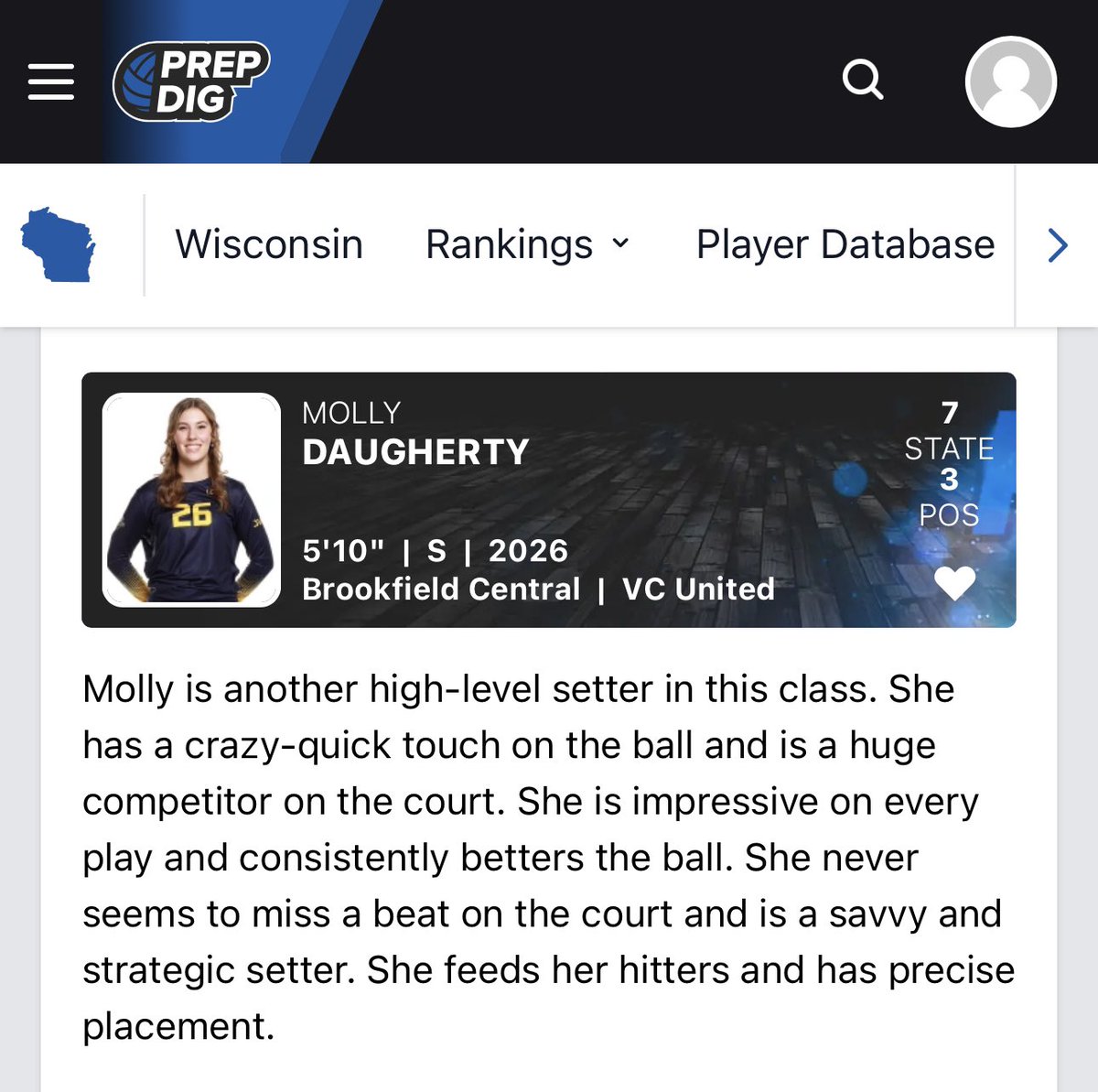 Molly Daugherty (@mollyqdaugherty) on Twitter photo Thank you <a href="/PrepDig/">Prep Dig 🏐</a>, <a href="/PrepDigChris/">Chris Fitzgerald</a>, and <a href="/prepdigrachel/">PrepDigRachel</a> for the recognition and write-up in the latest WI 2026 rankings! Thank you <a href="/PrepDig/">Prep Dig 🏐</a>, <a href="/PrepDigChris/">Chris Fitzgerald</a>, and <a href="/prepdigrachel/">PrepDigRachel</a> for the recognition and write-up in the latest WI 2026 rankings!