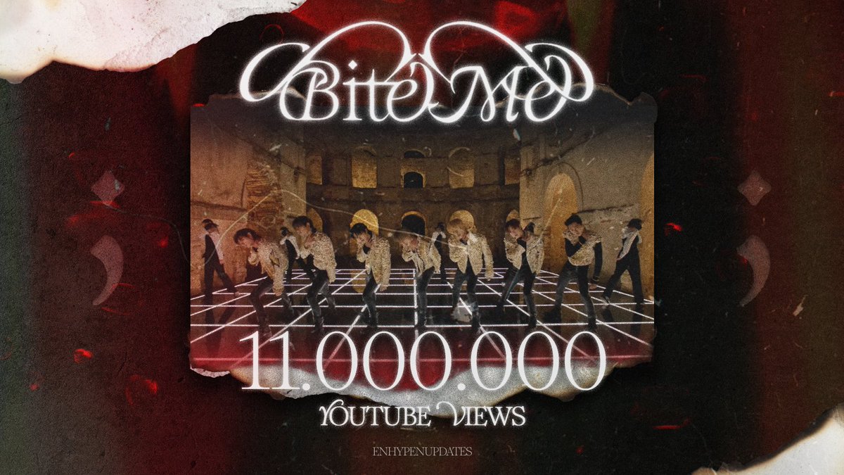 enhypenupdates's tweet photo. #ENHYPEN "Bite Me" Official MV has surpassed 11,035,536 views with 1M likes on YouTube in 18 hours and 29 minutes of its release!

🔗 https://t.co/1EbduBzcoF

BITE ME OUT NOW
@ENHYPEN_members @ENHYPEN #DarkBlood_OutNow #BiteMe https://t.co/WByurfC8my
