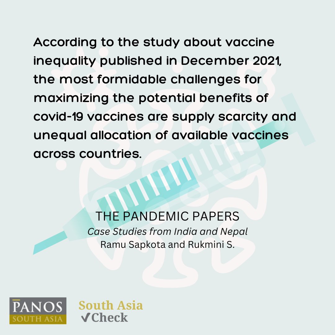 A piece of our latest report titled "THE PANDEMIC PAPERS, Case studies from Nepal and India" authored by <a href="/ramusapkota/">Ramu Sapkota</a> and Rukmini S.

#PandemicPaper #SouthAsia #Covid19 #SouthAsiaCheck #PanosSouthAsia #Pandemic