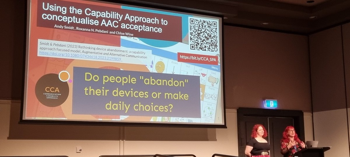amandakhamis's tweet photo. @AndySmidt and @Chloe_Wine share their research about #augcomm abandonment in a way that #SLPeeps can understand

#SPA https://t.co/g19kFXIPcM