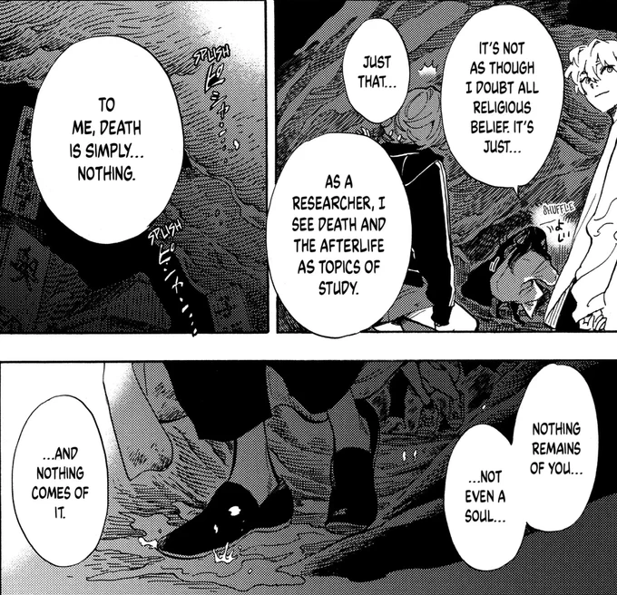 recently finished reading hiraeth and it's a story that touches on death that resonated with me with the experiences i've had in the past year. felt oddly comforted not only with how they depict the hollowness of death but also the struggle to live 