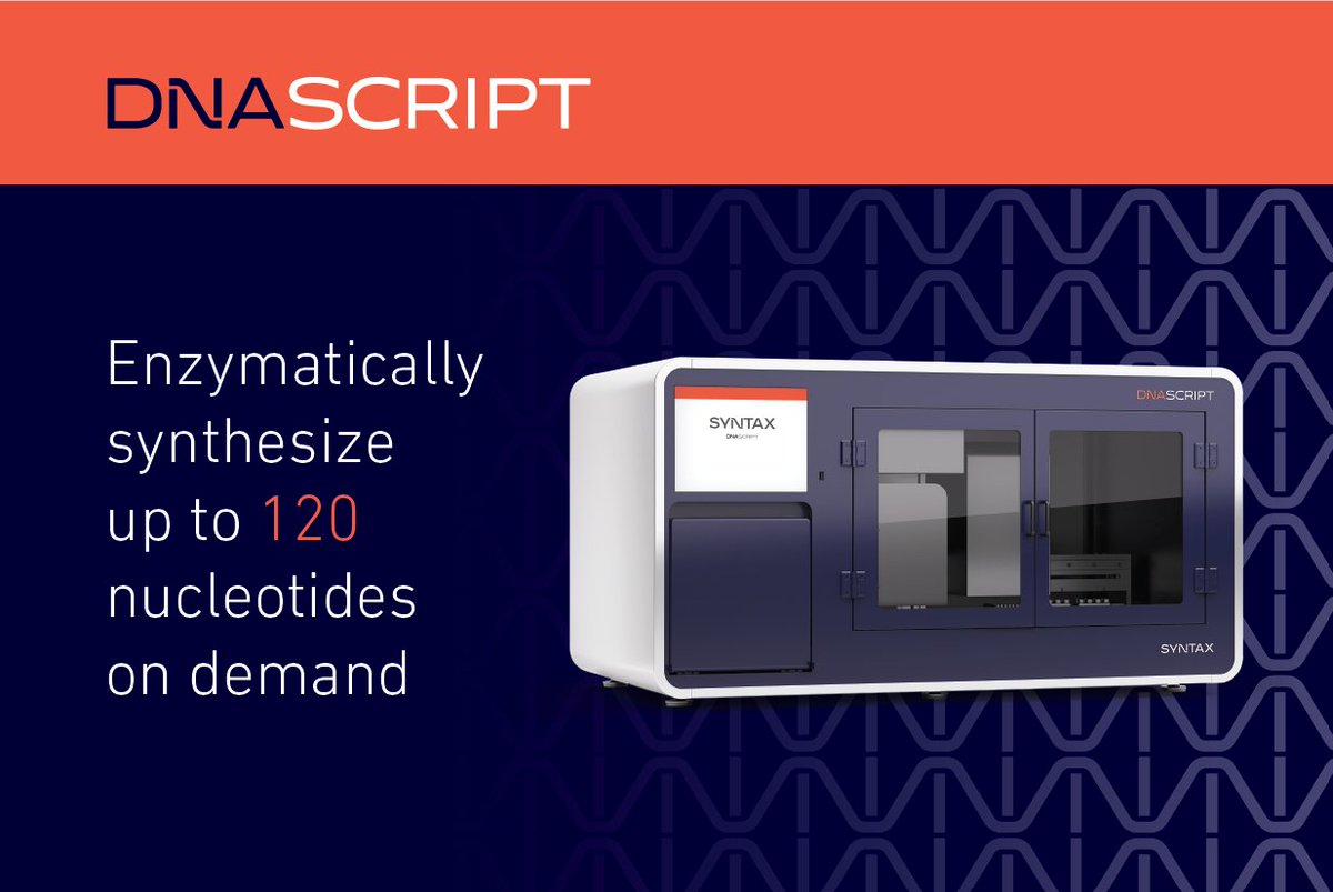 Now you can enzymatically synthesize up to 120 #nucleotides in your lab with the Syntax ST-200 benchtop synthesizer #DNA on demand bit.ly/enzymaticDNASy…