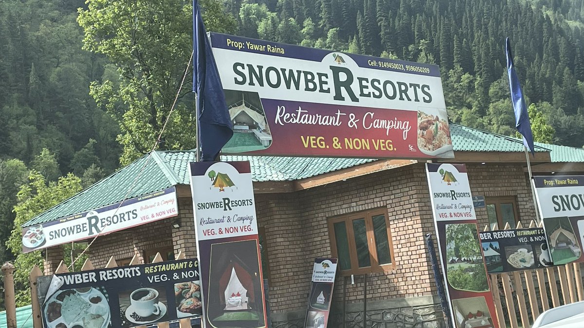 If you see this along Sonamarg and Gulmarg routes, please note it is not a spelling error for ‘snowbear’ but it means sanober for pine tree. #sonmarg #gulmarg #srinagar.