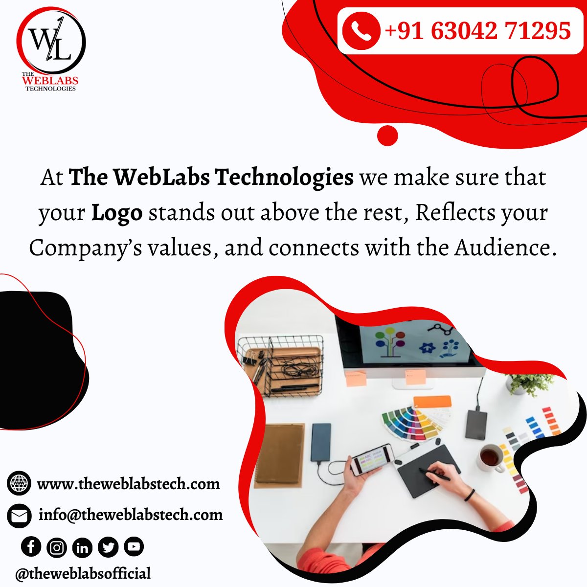 TheWebLabsTech's tweet photo. At #TheWebLabsTechnologies we make sure that your #Logo stands out above the rest, Reflects your Company's values, and connects with the Audience.
Contact Us:
📷+91 63042 71295
📷https://t.co/KJqO65MxB3
📷 info@weblabstech.com
#theweblabstech #guntur #socialmedia https://t.co/PuWawKR0O0