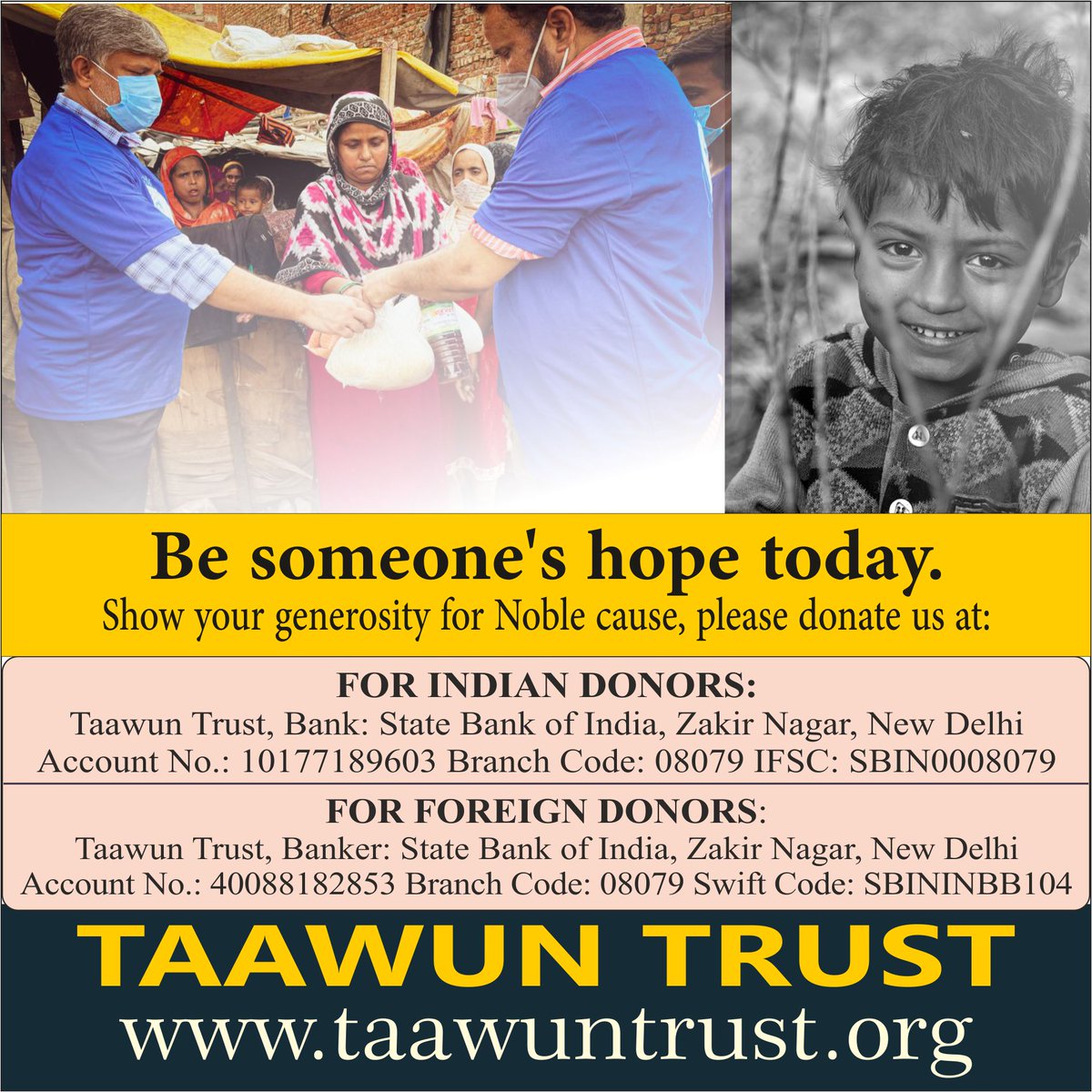 TaawunT's tweet photo. Alone we can do so little; together we can do so much. Please help to underprivileged people and donate at: https://t.co/yKQh5UQ7TB
#Contribute #Help #socialcause #Redcross #gulf #Canada #NayelNassar #indiansincanberra #kuwait #StarsEverywhere #رد_الجميل #arabdotorg #impact https://t.co/69uY4gEbgv
