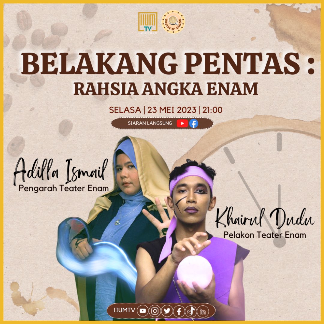🎭BELAKANG PENTAS: RAHSIA ANGKA ENAM🎭

Assalamualaikum! Hari ini Coffee O'clock akan berkongsi berkenaan Belakang Pentas: Rahsia Angka Enam 🎭 bersempena dengan pementasan semula teater "enam" bersama tetamu undangan kami: