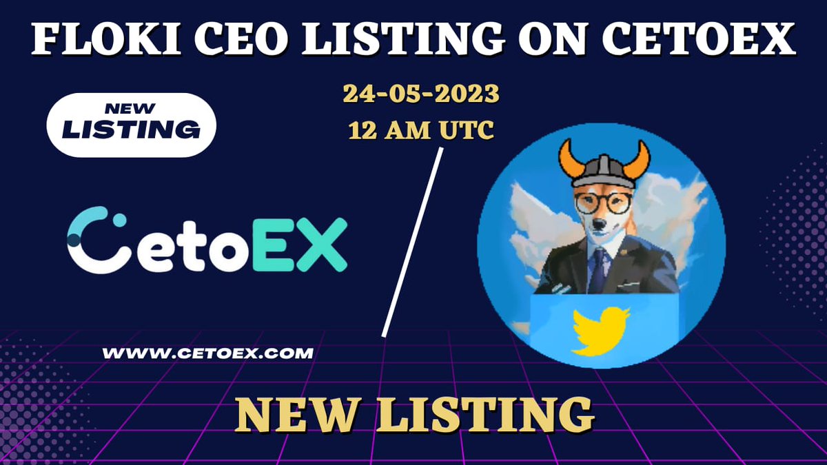 "📢 Exciting News! 🚀

We're thrilled to announce that Floki CEO will be listing on CetoEX! 🎉🔥

Stay tuned for more updates on the listing date and trading pairs. Don't miss out on this incredible opportunity! 📈✨

#FlokiCEO #CetoEX #CryptoRevolution #Blockchain #Finance"