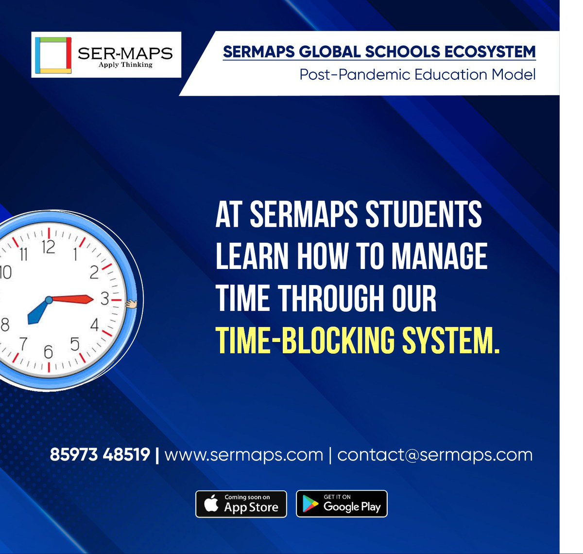 Sermaps_App's tweet image. At SERMAPS students learn how to manage Time through our Time-Blocking System.
Visit our site - sermaps.com
.
.
#timeblockingsystem #timemanagementsystem #timemanagement #learntimemanagement