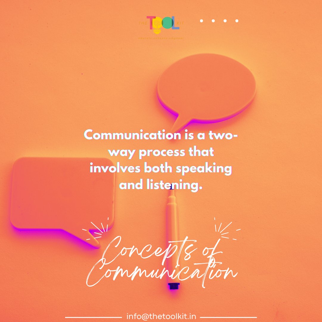 thetoolkit_in's tweet image. #Communication is a two-way process that involves both speaking and listening, and it's important to be an active participant in both.

#conceptsofcommunication #effectivecommunication #verbalcommunication #writtencommunication #nonverbalcommunication #communicationskills