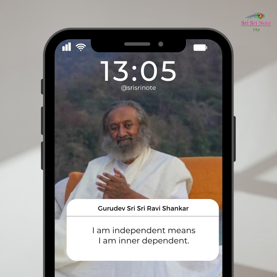 BreathWGrace's tweet photo. #SriSriNote: I am independent means I am inner dependent. - Gurudev @SriSri
#Independence #SelfDependence #InnerDependence #Faith https://t.co/RqWzCwvJtm