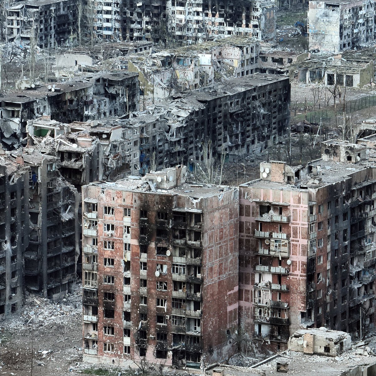 Russian destruction of Bakhmut, Ukraine. NYT photo. PURE EVIL.