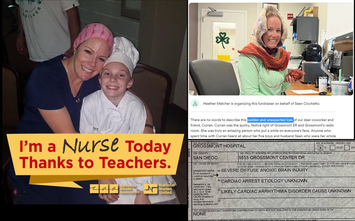 Lakeside, CA - 45 yo NURSE Curran Jera Teigen Cicchetto died suddenly on Sep.19, 2022

She left behind 5 boys

Cause of death: 'Cardiac arrest etiology unknown' 

'Other conditions contributing to death':  they didn't exclude COVID-19 vaccine injury

#DiedSuddenly #cdnpoli #ableg