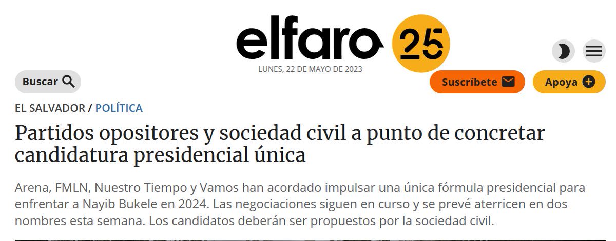 Alejandbsv_'s tweet photo. Como integrante del Consejo Nacional del FMLN desmiento totalmente la información de esta nota del periódico @_elfaro_ 
El mandato de Nuestra Convención Nacional fue claro, NO a las coaliciones con el partido de la extrema derecha tradicional ARENA ni con NI. https://t.co/AK7g6OGTtZ