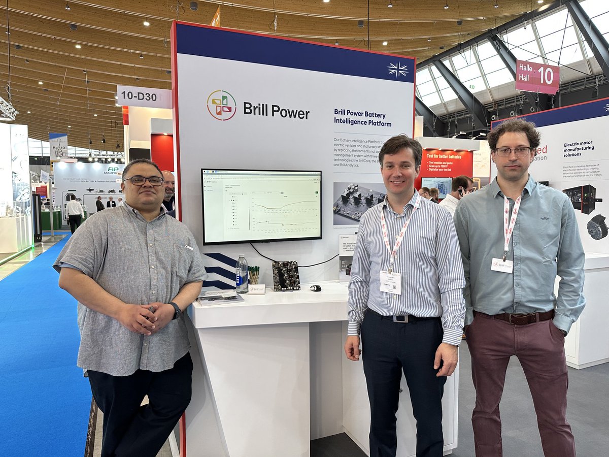 Excited to be back at the <a href="/BatteryShow_EU/">The Battery Show Europe</a> presenting <a href="/BrillPower/">Brill Power</a>’s new Battery Intelligence Platform! Come see us to chat #batteries at stand D1030