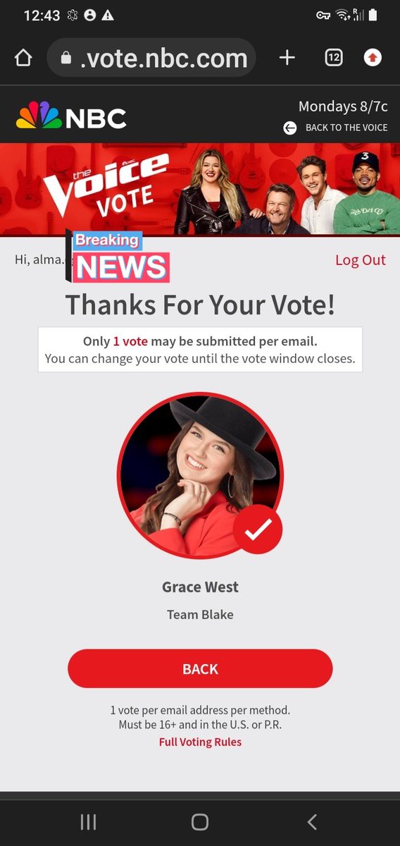 AlmaVictoriano2's tweet image. Voted for #TeamBlake