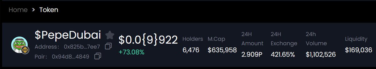 🤑 Habibi, Our Listing &amp; Audit is Completed By Avedex

🚀 CheckOut Our Listing - 

ave.ai/token/0x825b5b…

🔥 Buy Now - 0x825b5Bc07dF19d78B75807454C503e04552e7ee7

Mega Pump On The Way!!

🌐 Web - PepeDubai.Com

💬 Chat - t.me/ThePepeDubai