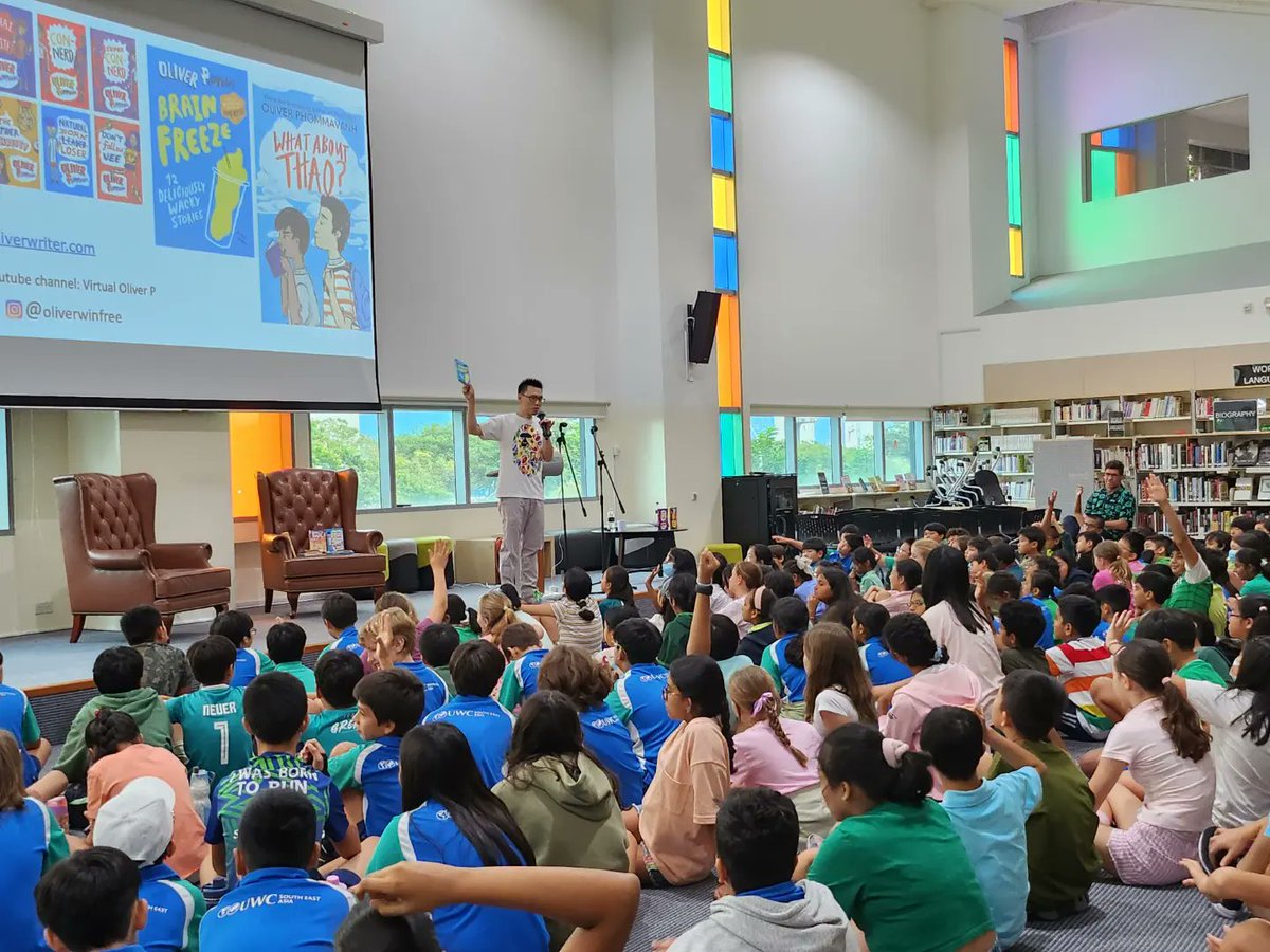 I had an awesome time at @UWCSEA @eastlib talking to grades 5 to 7. Thank you @AFCC_sg for organising the visit #uwcsea #schoolvisit #authorvisit #Singapore #afccsg