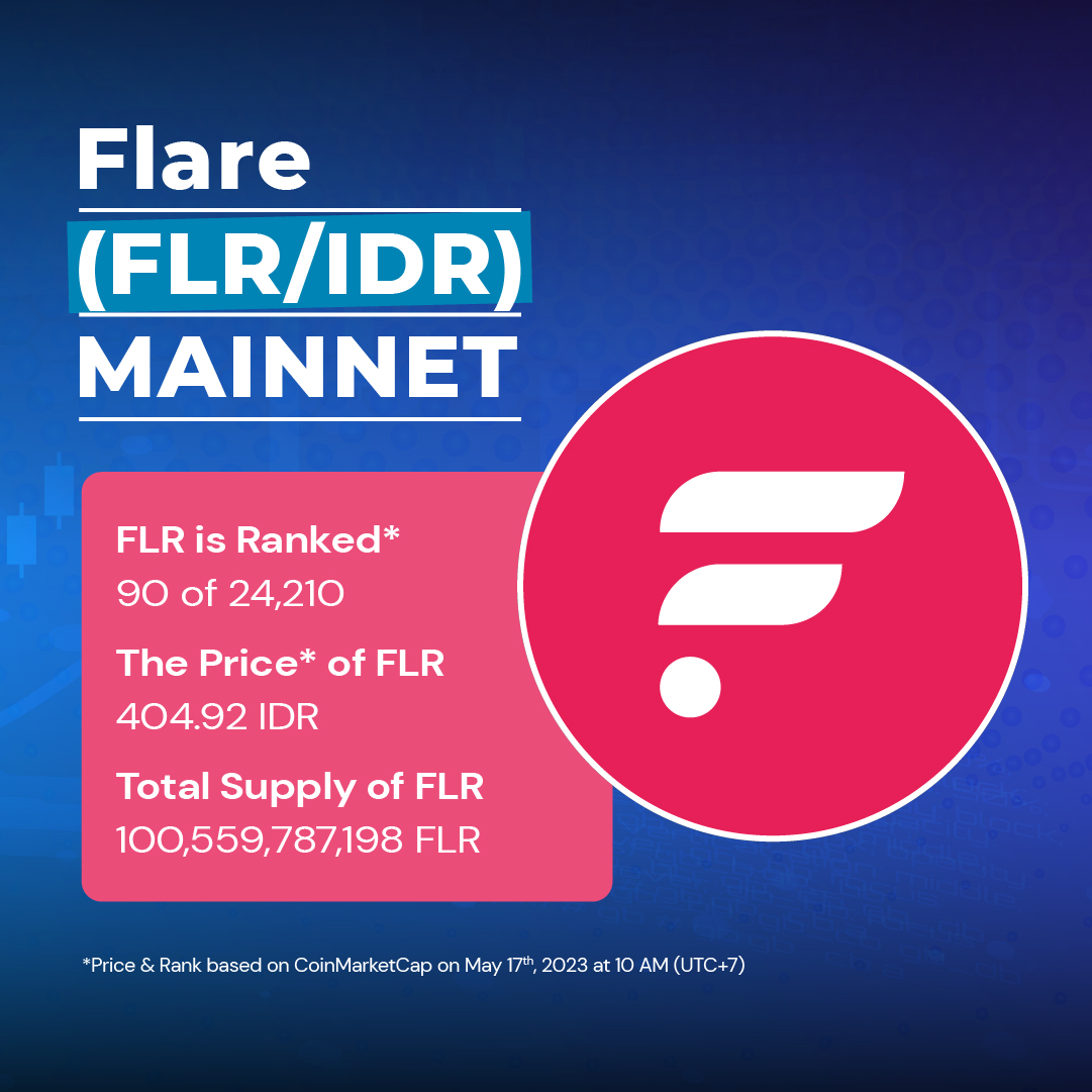 indodax's tweet image. We are pleased to announce a new Crypto Asset that will be added to the INDODAX marketplace, Flare (FLR) @FlareNetworks 
 
For more information blog.indodax.com/sgt-flr-listin… 

#INDODAX #AsetMasaDepan