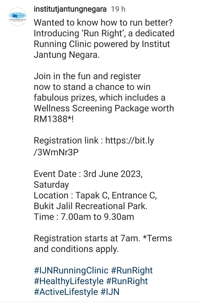 zizannin's tweet photo. Lets go gais @twtjogging @Twt_Jogging #IJN #runright #run #runforyourheart #InstitutJantungNegara https://t.co/C9T5qzbLup