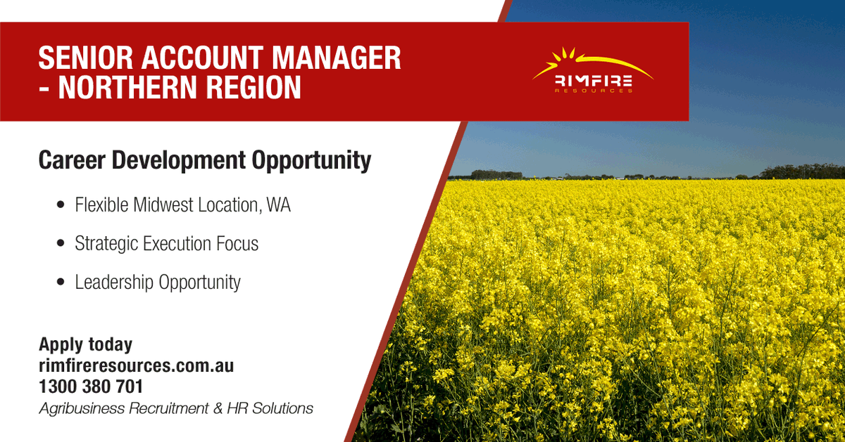 Apply your leadership skills to drive a team and exceed customer expectations.

Apply today: adr.to/s7iquai

#broadacre #cropping #agronomy #manager #agriculture #agribusiness #agjobs #jobs #rimfireresources