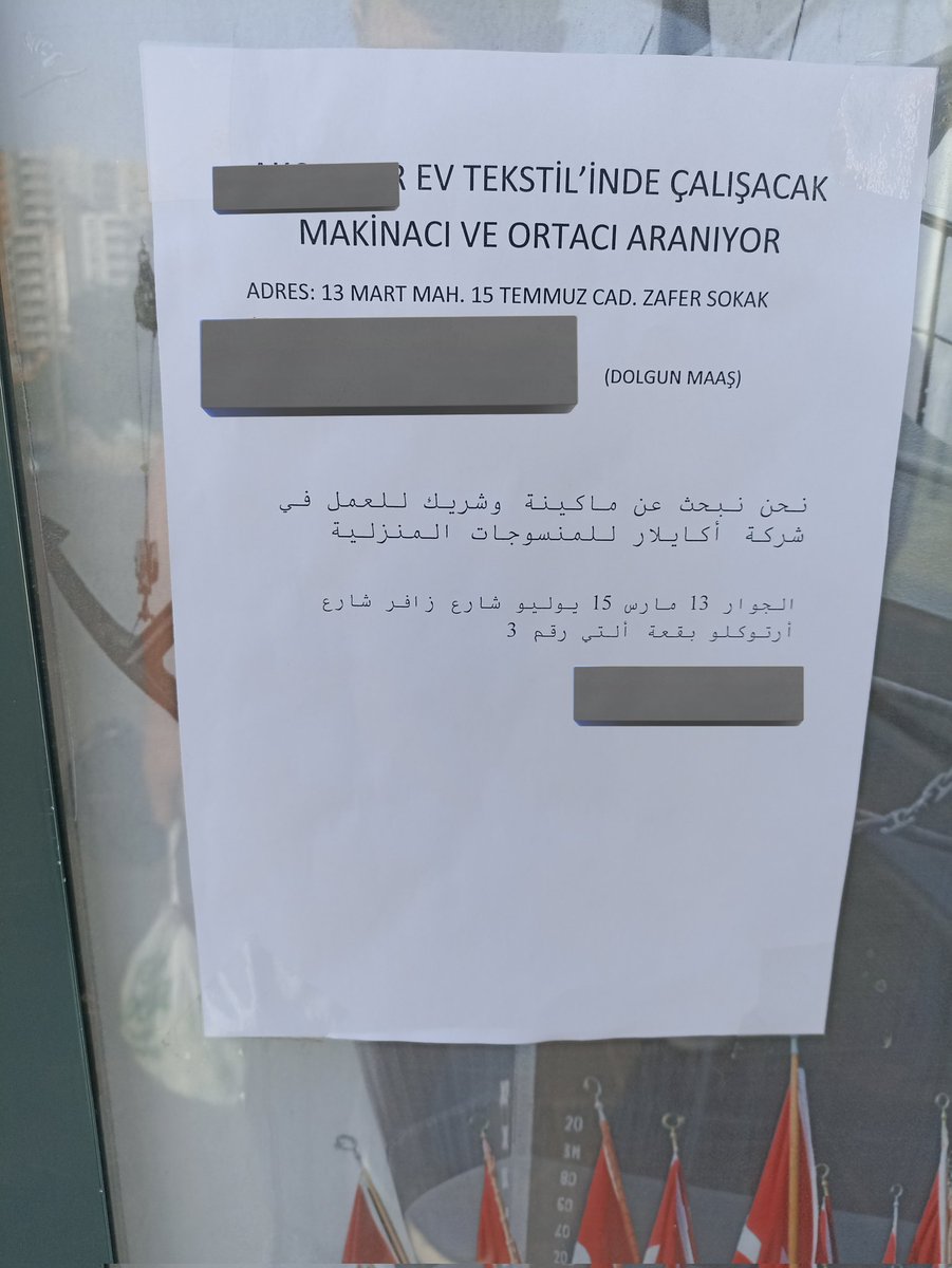 Mardin'de artık iş ilanlarının altına arapça ilanda ekleme yapıyorlar 
Söylenecek söz yok artık