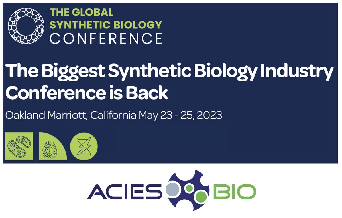 AciesBio's tweet image. Today @SynBioBeta conference starts in Oakland, CA. Meet @KosecGregor to discuss our technologies, such as #OneCarbonBio and #SmartRoute for the sustainable production of chemicals using microbes.