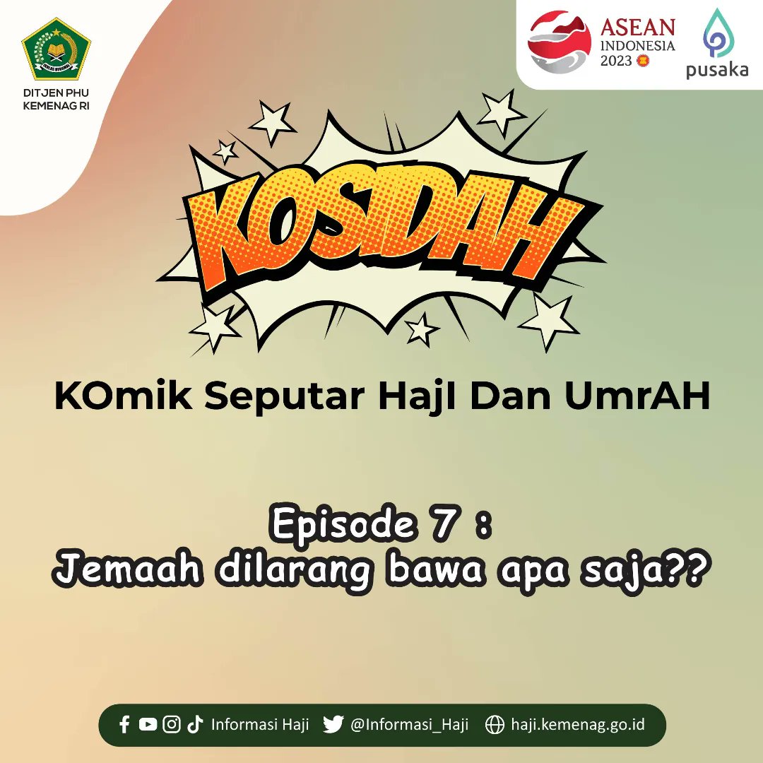 𝗝𝗲𝗺𝗮𝗮𝗵 𝗗𝗶𝗹𝗮𝗿𝗮𝗻𝗴 𝗕𝗮𝘄𝗮 𝗔𝗽𝗮 𝗦𝗮𝗷𝗮??

Assalamu'alaikum #TamuAllah
Apa ada yang sudah memasukkan barang bawaan ke koper?
Hayo, coba diperhatikan dulu, ada barang bawaan yang dilarang tidak, ya?

#HajiBerkeadilan
#HajiRamahLansia
#HajiOptimis
#UmrahLebihBaik