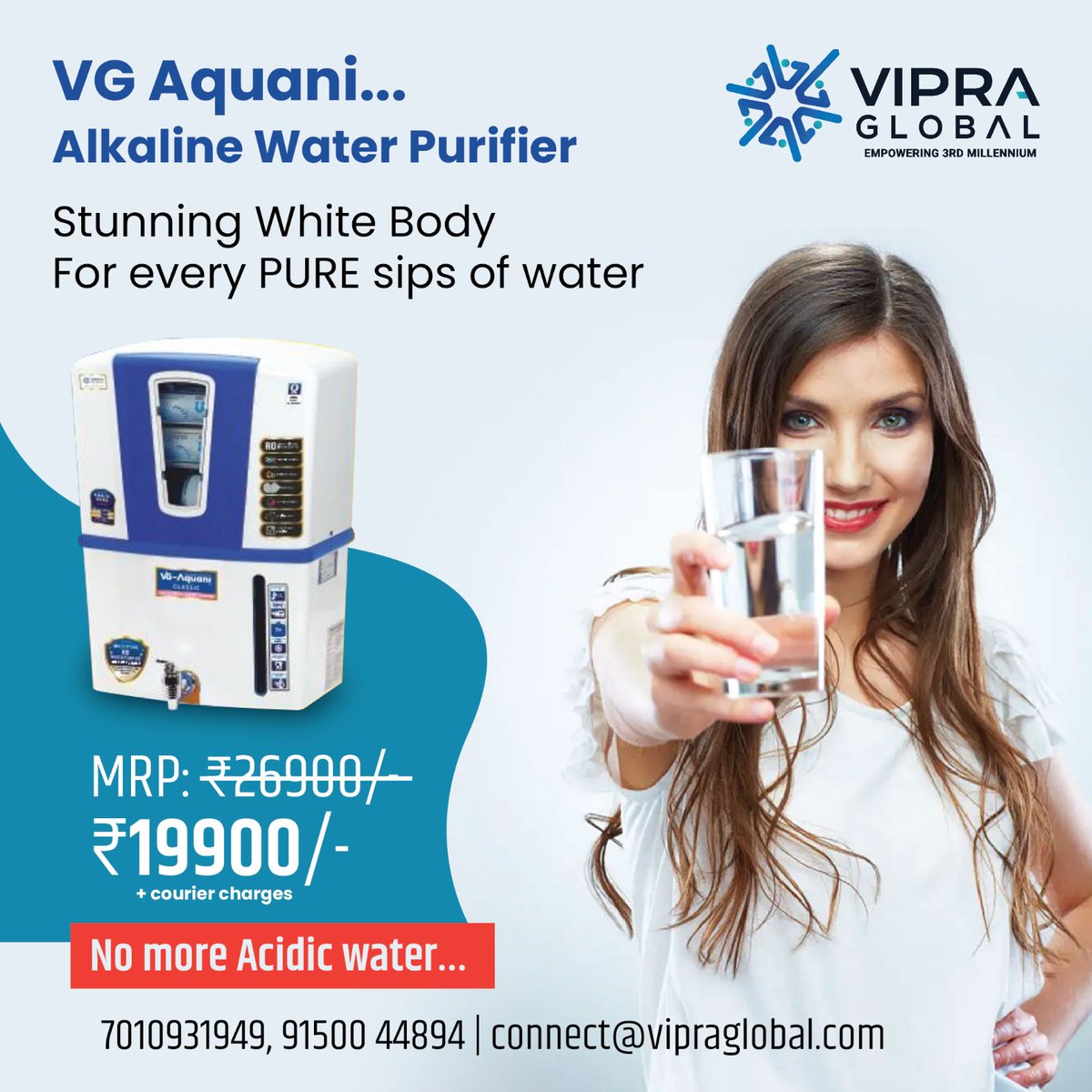 VG Aquani… A classic Purifier
connect@vipraglobal.com
Call - 7010931949 / 9150044894
#waterpurifier #waterfilter #water #purewater #cleanwater #waterpurification #drinkingwater #purifier #safewater #stayhydrated #healthywater #waterfiltration