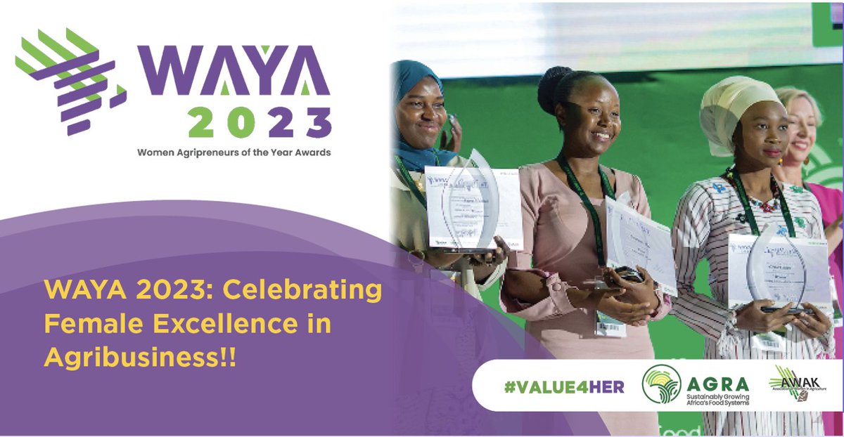 AGRA_Africa's tweet photo. DO NOT MISS THIS CHANCE! Are you a remarkable leader, running an innovative agribusiness enterprise? The #WAYA2023 is open for entries until May 31, Submit your application today via https://t.co/bqHKCJv2ag a chance to win big! #VALUE4HER https://t.co/Ef9or4FECl