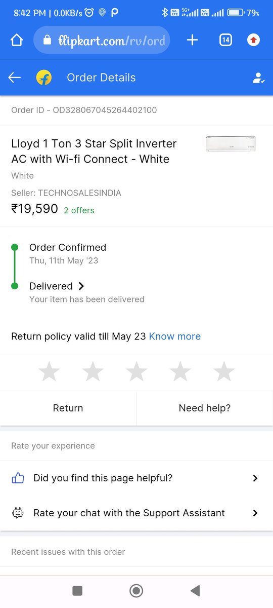 vikasporwal20's tweet photo. @Flipkart @flipkartsupport 
I ordered AC from flipkart My order is not delivered to me and marked as delivered even i cancelled the order on same day than Flipkart Fraudly marked this as delivered
#flipkartscam @narendramodi @jagograhakjago @EconomicTimes @amazonIN https://t.co/uzW5SR8oaF