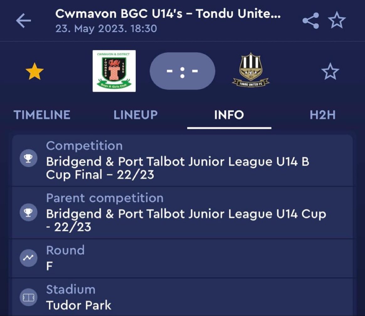 Following a great win via a penalty shootout on Saturday, Cwmavon U14’s look to retain their cup in the final tonight against Tondu at Tudor Park, Maesteg⚽️⚽️⚽️
18:30 kick off, all support is appreciated 💙💛💙 #Football