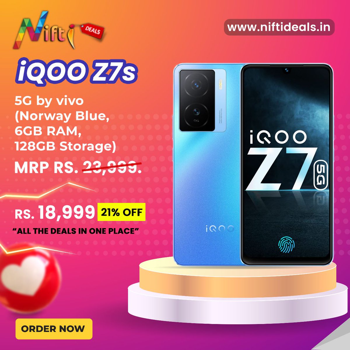 niftideals's tweet photo. iQOO Z7s 5G by vivo (Norway Blue, 6GB RAM, 128GB Storage)
.
https://t.co/WjsrcH6Qur
.
#iqoo27s #realme10 #mobiles #realmeoffer #latestmobiles #vivoiqoo #oppofindn2flip #oppo #latestmobiles #realme10proplus #oneplus #bluetooth #bestcoupondealsandoffers #onlineshopping #niftideals https://t.co/d6hTLaoO7L