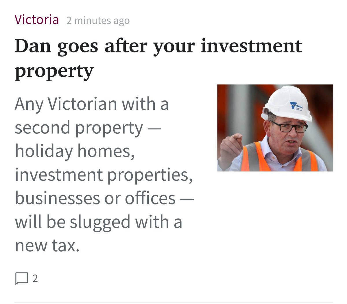 News Corp, who avoid paying any tax at all - have started their Dan slamming again.
What this is, is an INCREASED % landtax on multiple properties, if you're lucky enough in the first place. (It's not a 'new tax').
#MurdochRoyalCommission