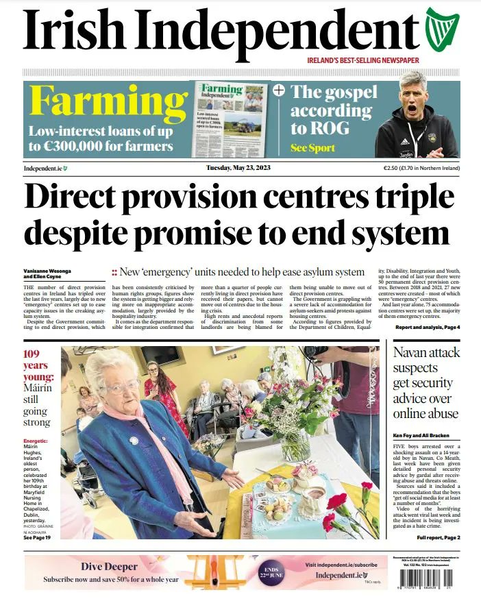 Independent.ie on Twitter "Good morning. Here is the front page of
