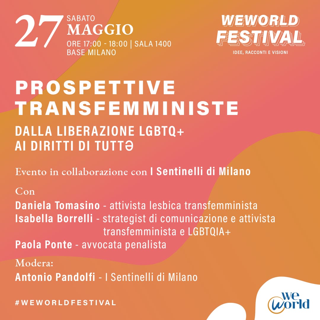 datomasino's tweet photo. Sabato 27, a Milano, parleremo di prospettive transfemministe, insieme a Isabella Borrelli, Paola Ponte, Antonio Pandolfi de @isentinellidimilano 
Ci vediamo al #weworldfestival 

#transfemminismo #femminismo https://t.co/MRhABwi3nz