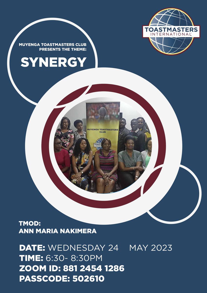 Welcome to out 75th meeting titled “Synergy" Online tomorrow