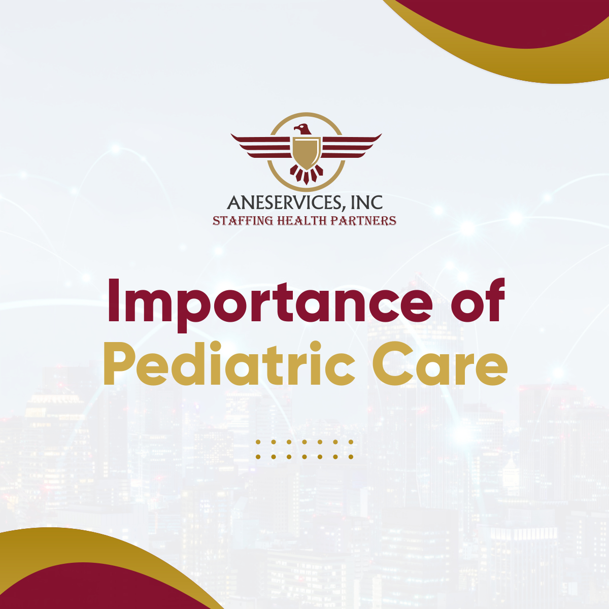 Pediatric care is vital to the health and well-being of our children. Invest in your child's future by making pediatric care a priority. You can work with us at Aneservices, Inc.!

#HealthcareStaffing #HealthcareConsulting #PediatricCare #ChildsHealth #ColumbusGA