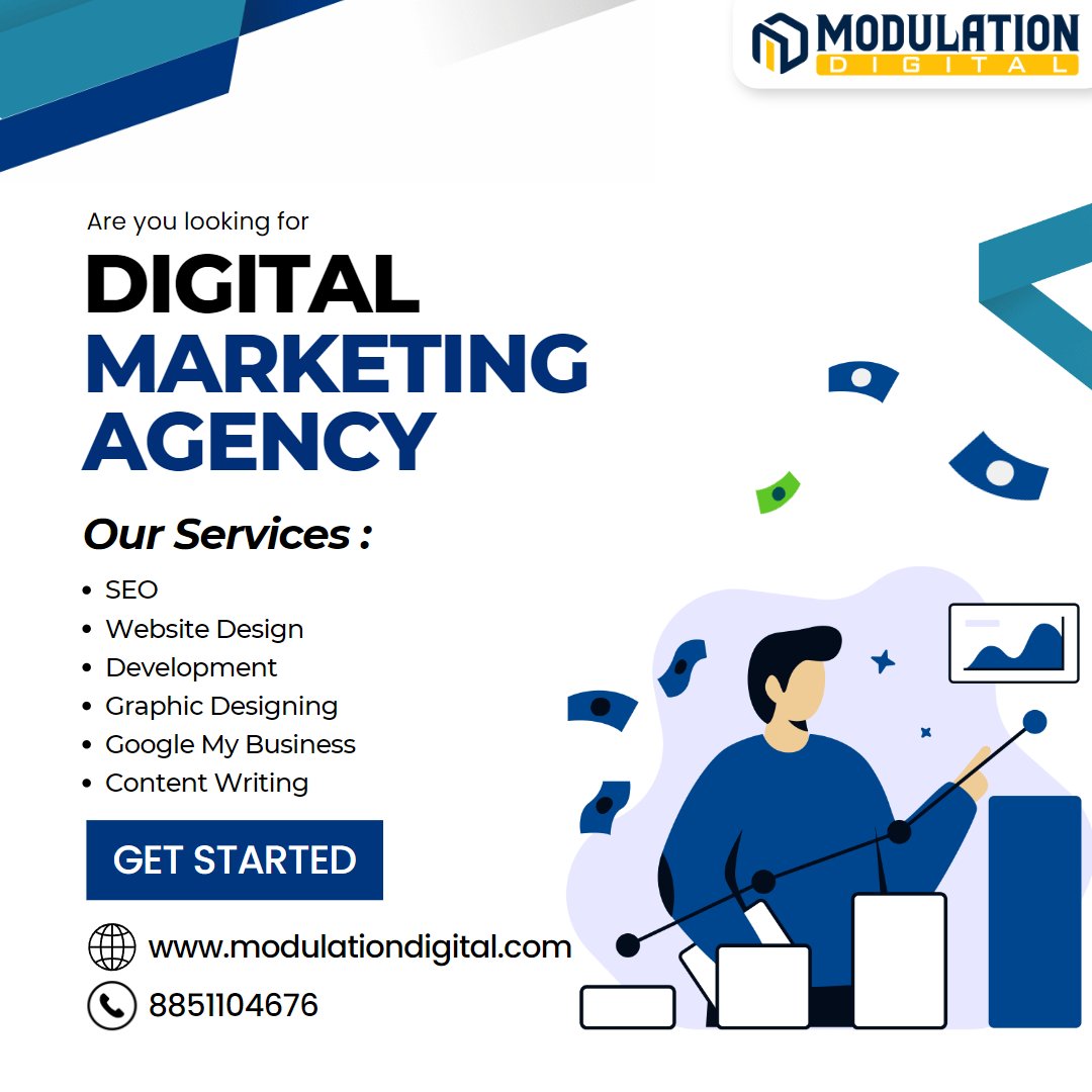 Modulationdigit's tweet image. Ready to take your Digital marketing game to the next level? 📱👍 Let Modulation Digital Pvt Ltd help you build a powerful social media presence!
Modulation Digital is the leading digital marketing, web design and web development agency in Laxmi Nagar, Delhi India.