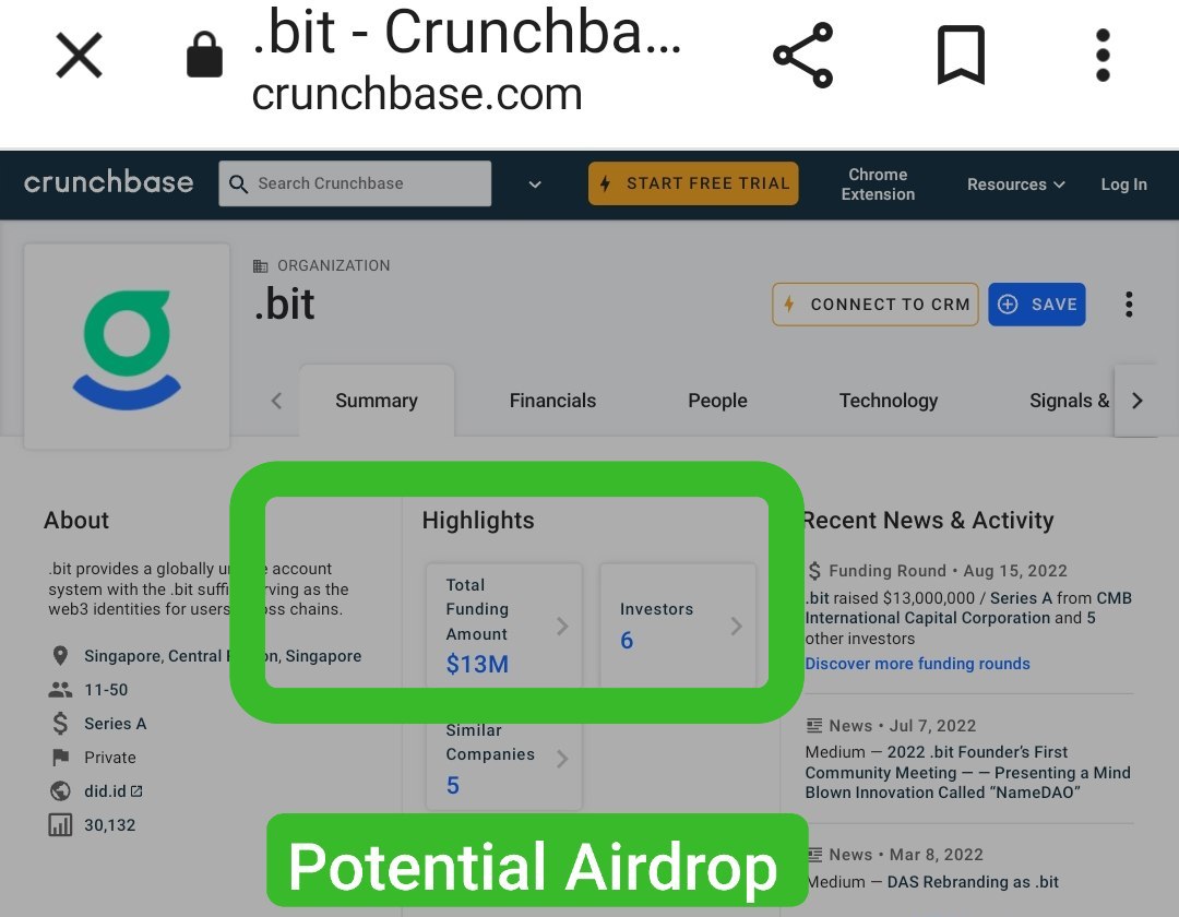 🤔🤔𝐈𝐟 𝐦𝐢𝐬𝐬𝐞𝐝 𝐒𝐩𝐚𝐜𝐞 𝐈𝐃 &amp; 𝐄𝐍𝐒 𝐀𝐢𝐫𝐝𝐫𝐨𝐩 𝐭𝐡𝐞𝐧 𝐝𝐨𝐧'𝐭 𝐦𝐢𝐬𝐬 <a href="/dotbitHQ/">.bit</a>

- $13M Fund raised.
- Airdrop probabilty : High

Sounds Interesting ? Wanna know more 😉?

𝐋𝐢𝐤𝐞 ❤️ 𝐑𝐞𝐭𝐰𝐞𝐞𝐭 🔁 𝐋𝐅𝐆 ⤵️
