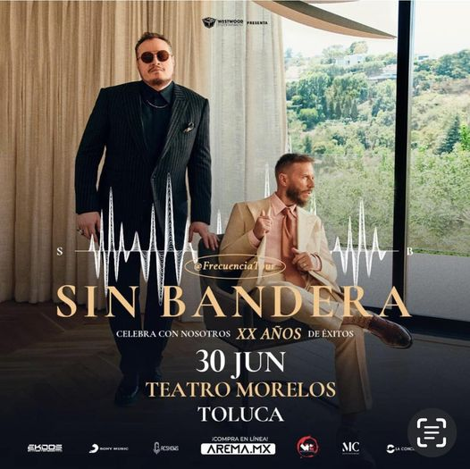 ELTELON_MEDIO's tweet photo. Celebrando XX años de Éxitos#SinBandera en el Teatro Morelos Toluca este 30 Junio 2023 a las 21:00hrs.

📷Precios más cargos de servicio
📷 Boletos: https://t.co/lcXw32iYZ6
Adquiere tus boletos 📷 y disfruta de está increíble noche https://t.co/gbT0CCxTFR