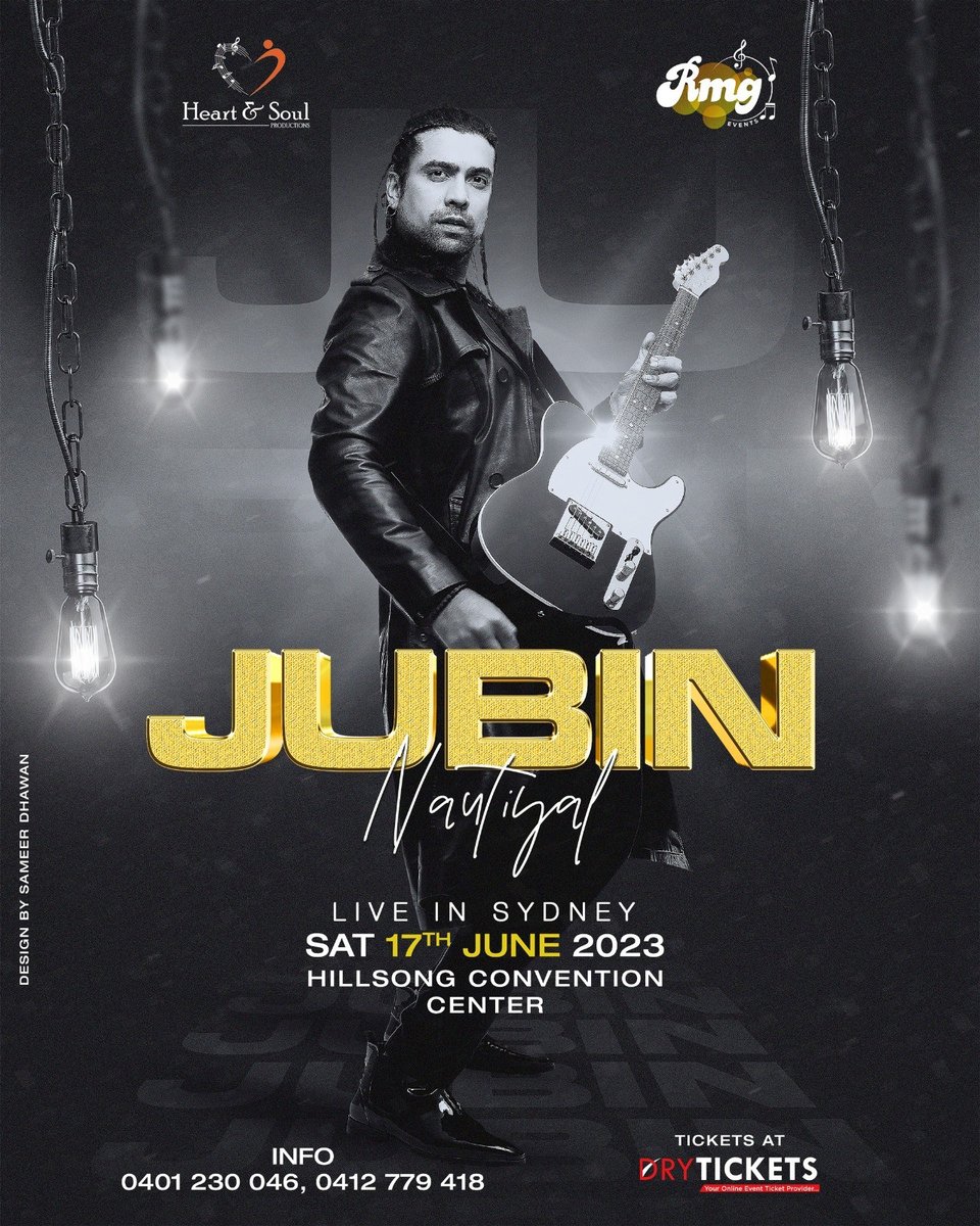 TICKETS SELLING FAST! #SYDNEY
#JubinNautiyal #JubinNautiyalLive #LiveConcert #Sydney at #Hillsong Sat 17th June 2023 @ 6:30 PM.
Tickets at
drytickets.com.au/event/jubin-na…

Organised by #HeartandSoulProductions #RMGEvents
#BollywoodConcert  #DryTickets #FAMEEvents
