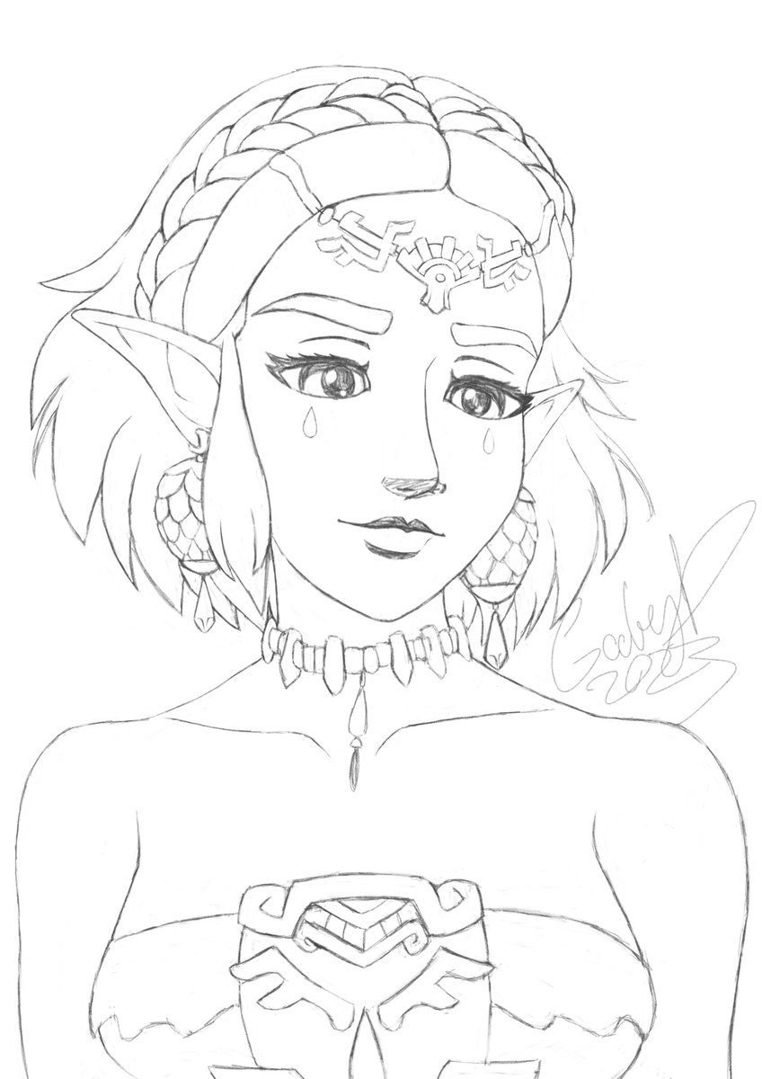 #TearsOfTheKingdom Zelda, showing the sketch in full, obviously has costume mistakes I'll need to fix but I still like it 😇