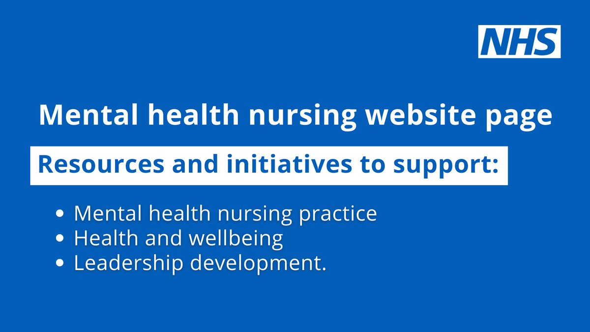 If you're a mental health nurse, take a look at our new website page. It brings together information on resources and initiatives to support our mental health nursing workforce. #teamCNO

👉 england.nhs.uk/nursingmidwife…