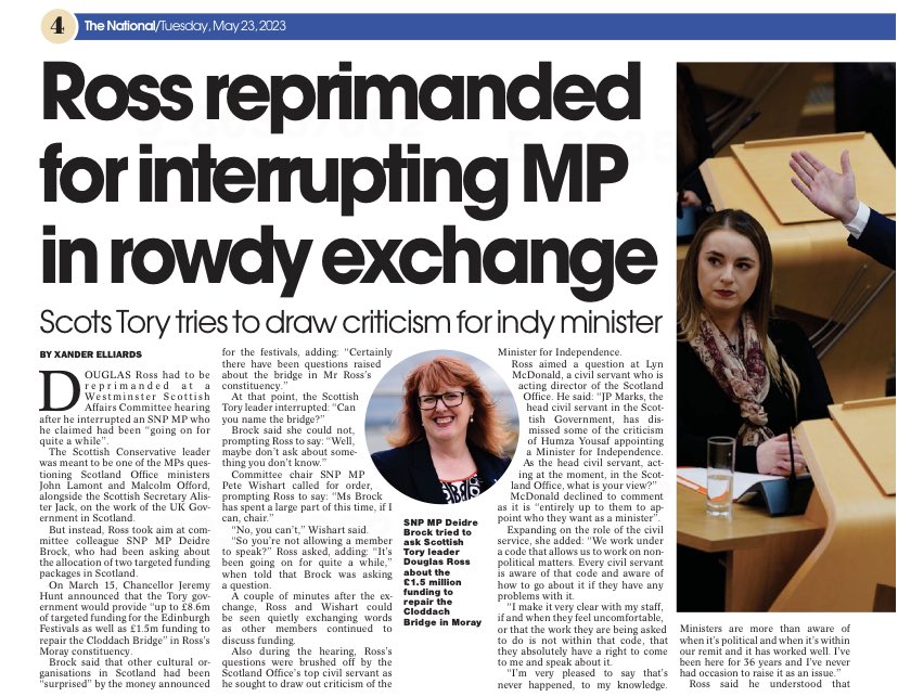 “Reprimanded”? No, Wishart tried to stop Ross speaking. Wishy washy Wishart couldn’t reprimand a lettuce leaf. 🤦‍♀️