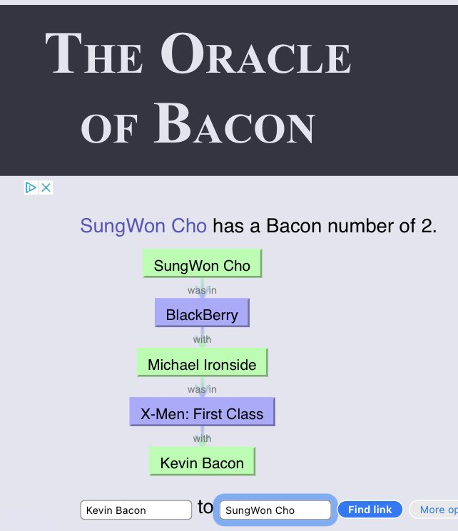 one of the perks of acting in Blackberry is now i have a Bacon number of 2