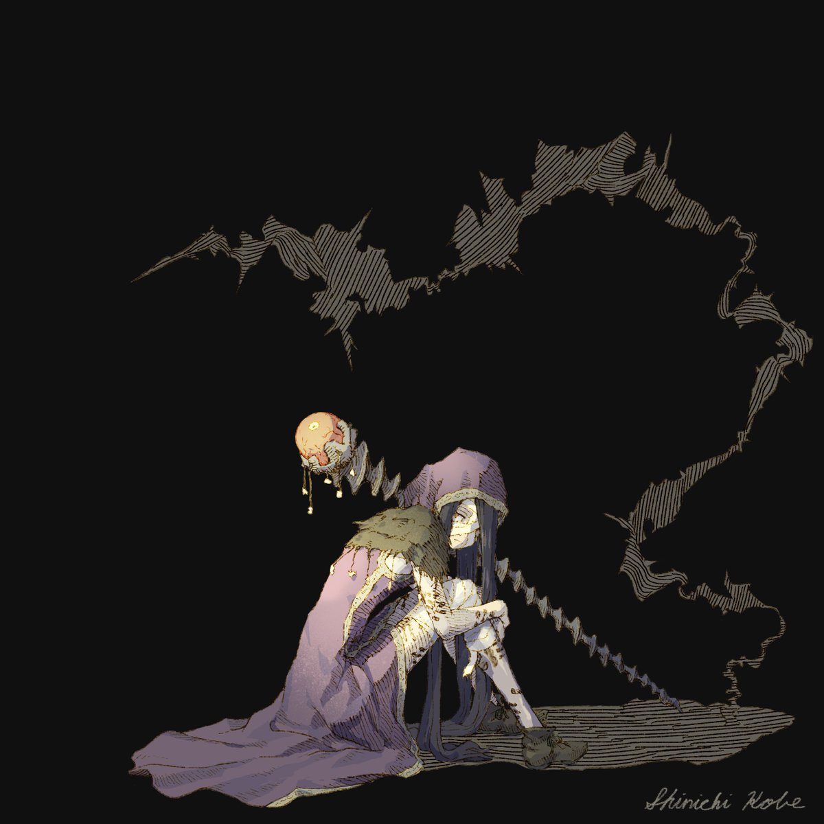 【作品紹介】
「ハーフヴァンパイア」×「カースメイジ」のイラストを、神戸新一様(<a href="/kobe_ichi/">神戸新一</a>)に描いていただきました✨

か弱さと禍々しさをあわせ持つハーフヴァンパイアの少女です🧛‍♀️

後日のアップデートでゲーム内でも使用できるようになる予定です。ご期待ください！
#アルテスノート